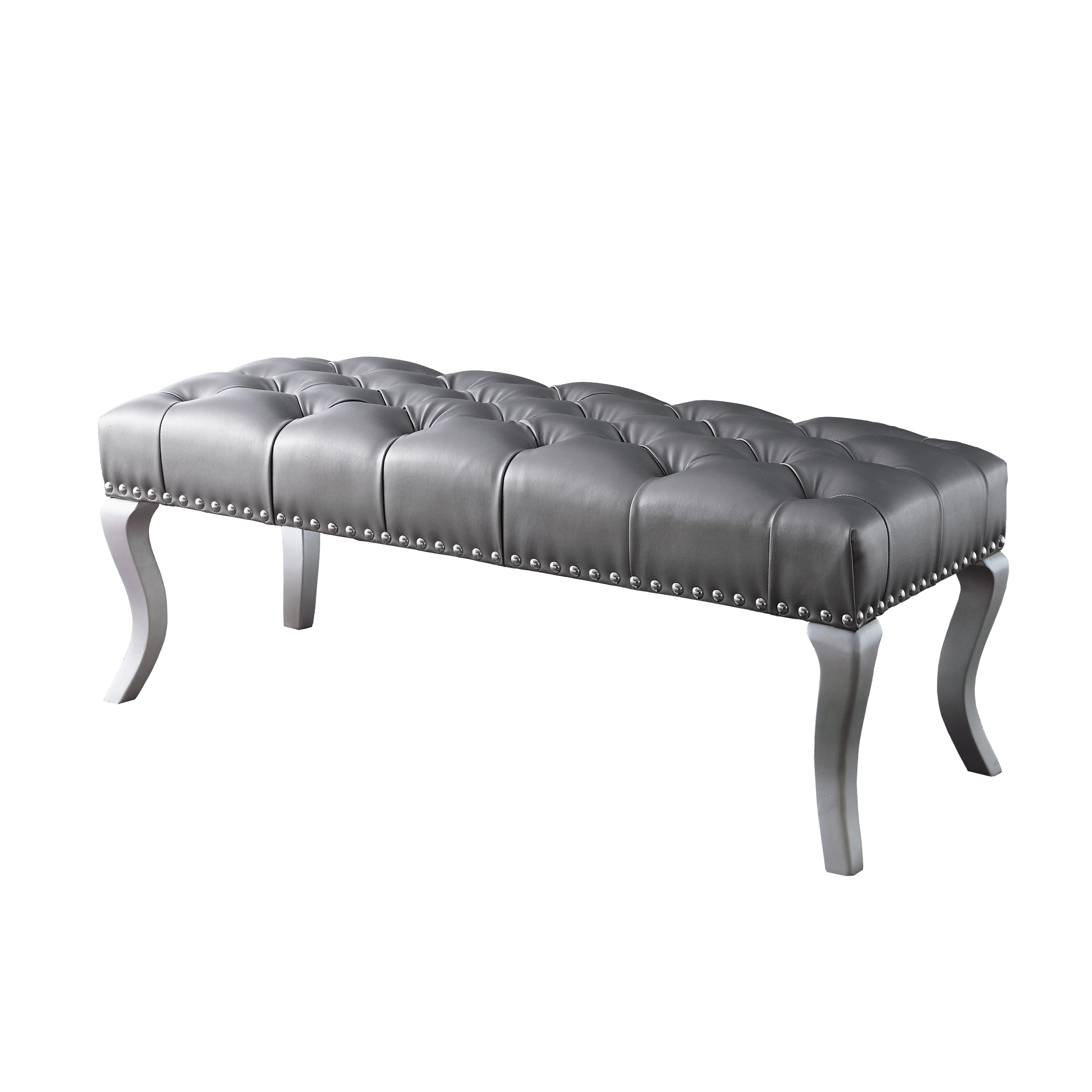 Decor Maxem Tufted FabricUpholstered Bench with Nailhead Trim - Grand Goldman Shop