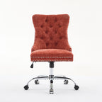 A&A Furniture Office Chair,Modern Chenille Upholstered Tufted Button Home Office Chair with Chrome Metal Base,Adjustable Desk
