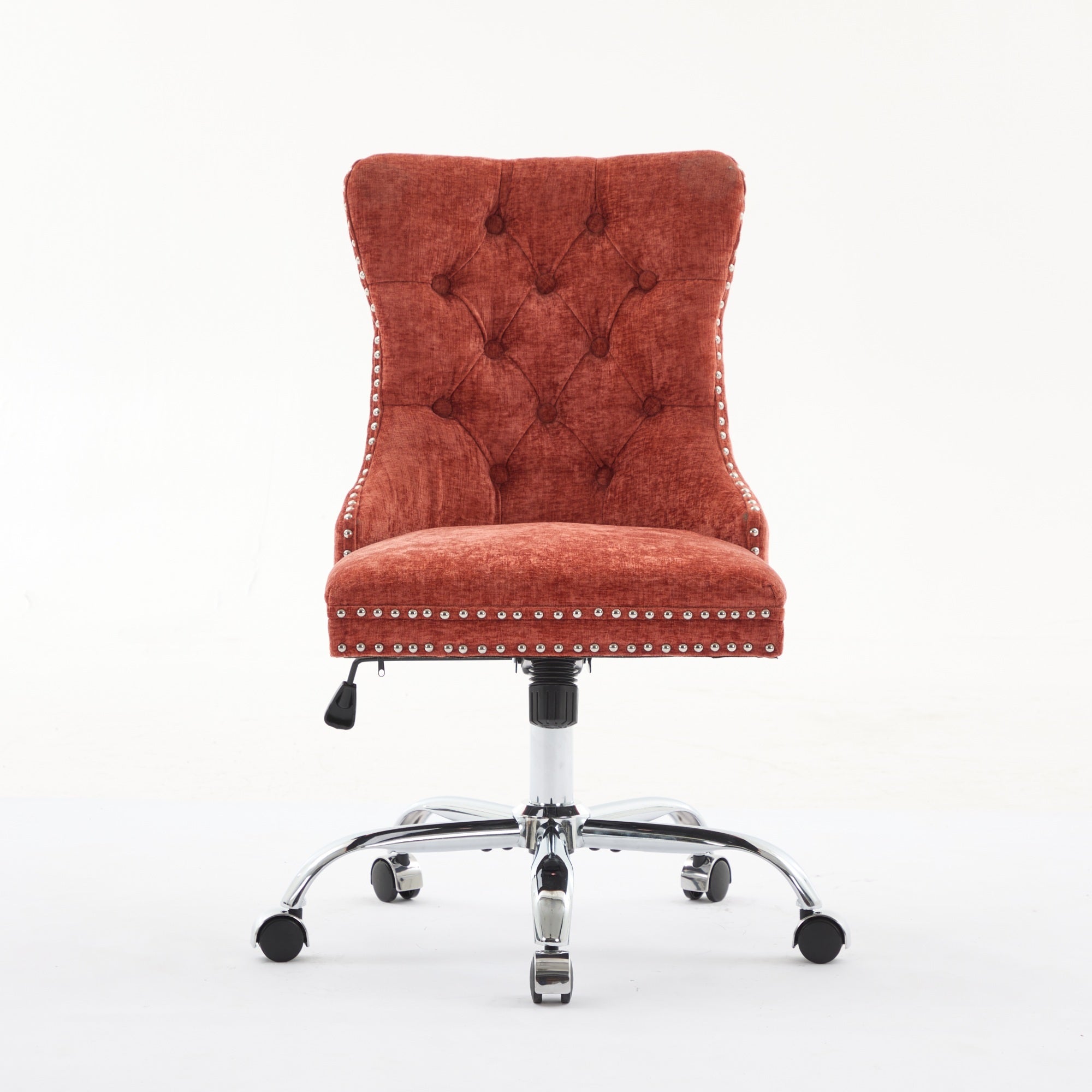 A&A Furniture Office Chair,Modern Chenille Upholstered Tufted Button Home Office Chair with Chrome Metal Base,Adjustable Desk