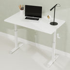 Adjustable Study Desk for Kids and Adults, Height-Adjustable Home Office Desk, White Frame with White Wood Tabletop, 60cm x 1