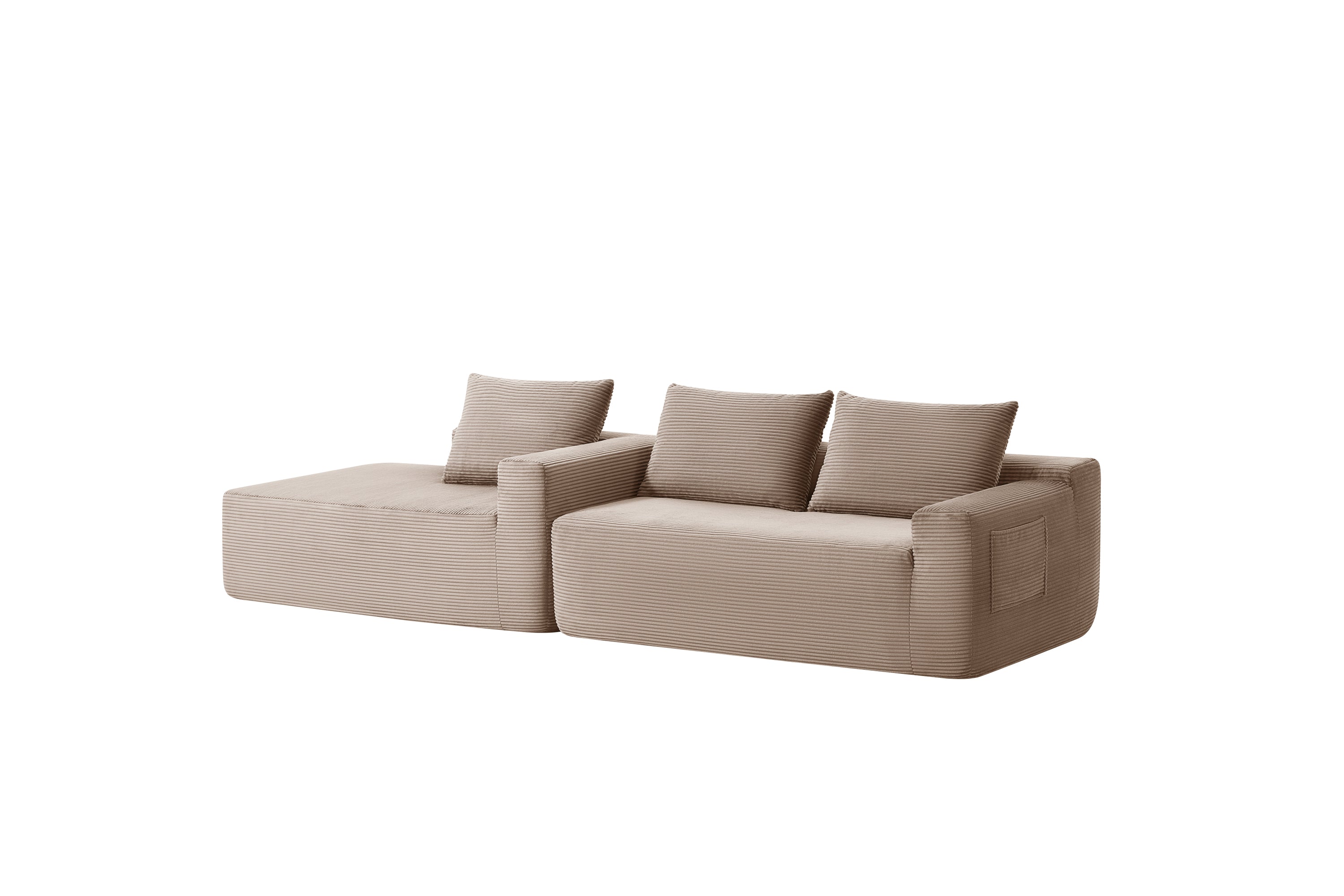 96.9'Cloud Sectional Couch with L-Shape Chaise,Modern Modular Sofa with Deep Seat,,Upholstered Couches for Living Room Bedroom,No Assembly Required,(Plush Corduroy Fabric),Camel - Grand Goldman Shop