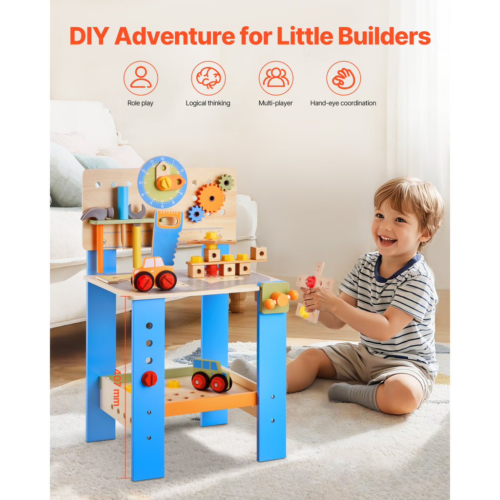 Wooden Tool Bench for Kids 3 Years+ Toy Workbench Pretend Play Toy Kits - Grand Goldman