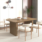 Modern Dining Table for 6-10 People, Wood Kitchen Table with Double Robust Pedestal, Wooden Dinner Table for Dining Room - Grand Goldman Shop