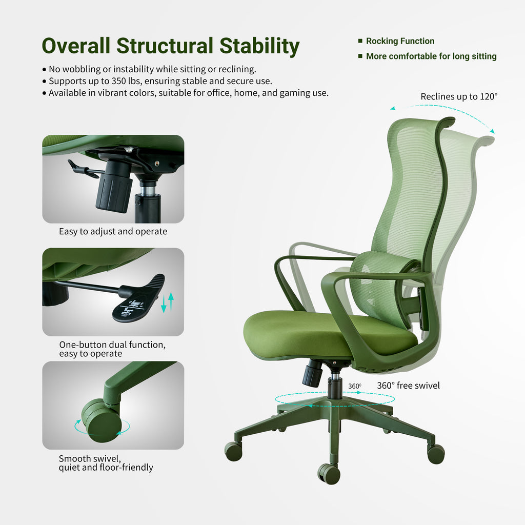 Ergonomic Colorful Office Chair 350LBS Home Office Mesh Breathable High Back, With Adjustable Lumbar Support Computer Chair, 