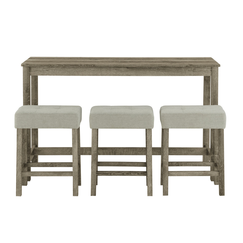 59 Inch Bar Table, Dining Table, Sofa Table with Power Outlet, 3 Upholstered Stools, 4 Piece Bar Table and Chair Set for Living Room, Dining Room, Kitchen - Grand Goldman Shop