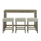59 Inch Bar Table, Dining Table, Sofa Table with Power Outlet, 3 Upholstered Stools, 4 Piece Bar Table and Chair Set for Living Room, Dining Room, Kitchen - Grand Goldman Shop