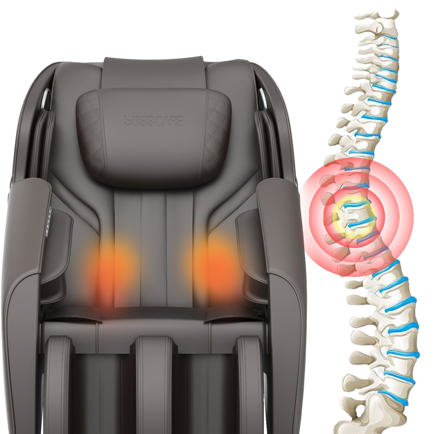 BOSSCARE Massage Chair Recliner with Zero Gravity, Full Body Airbag Massage Chair with Bluetooth Speaker, Foot Roller Brown - Grand Goldman Shop
