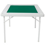 Square Folding Card Table, Mahjong Table with Green Felt,Chip Trays and Cup Holders, Portable Domino Tables for 4 Players, Ca