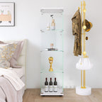 Glass Display Cabinet 4 Shelves with Door, Floor Standing Curio Bookshelf for Living Room Bedroom Office, 64.7'*16.7'*14.3' 
