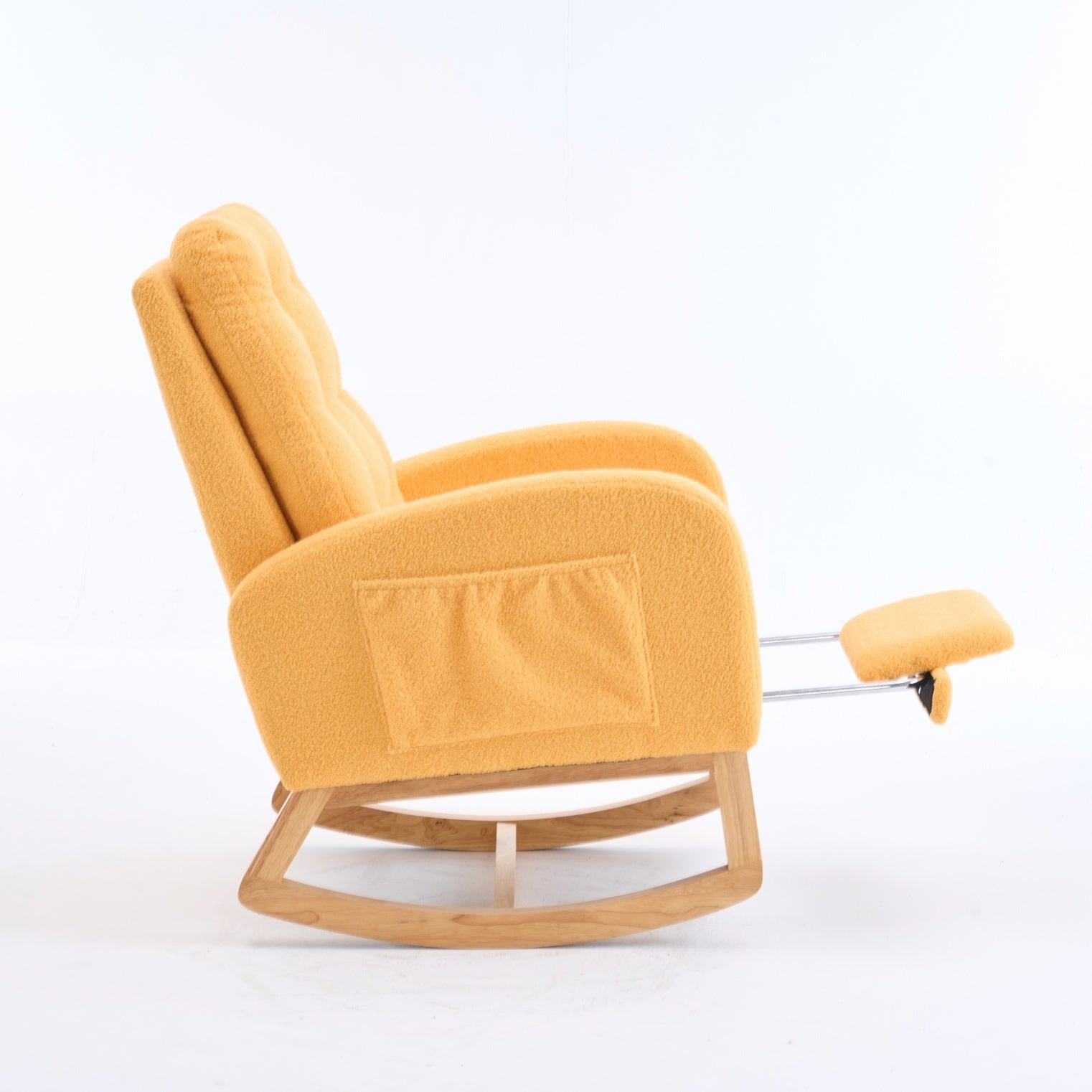 LY-5104 Yellow  Accent Rocking  Chair with  Footrest High Back Rubber Wood Rocking Legs Bedroom Living Space   26.77D X 38.36W X 39.76H Inch - Grand Goldman Shop
