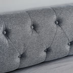 Linen Grey Mid-Century Style Twin Size Upholstered Daybed with Trundle and USB Charging Armrest - Grand Goldman Shop