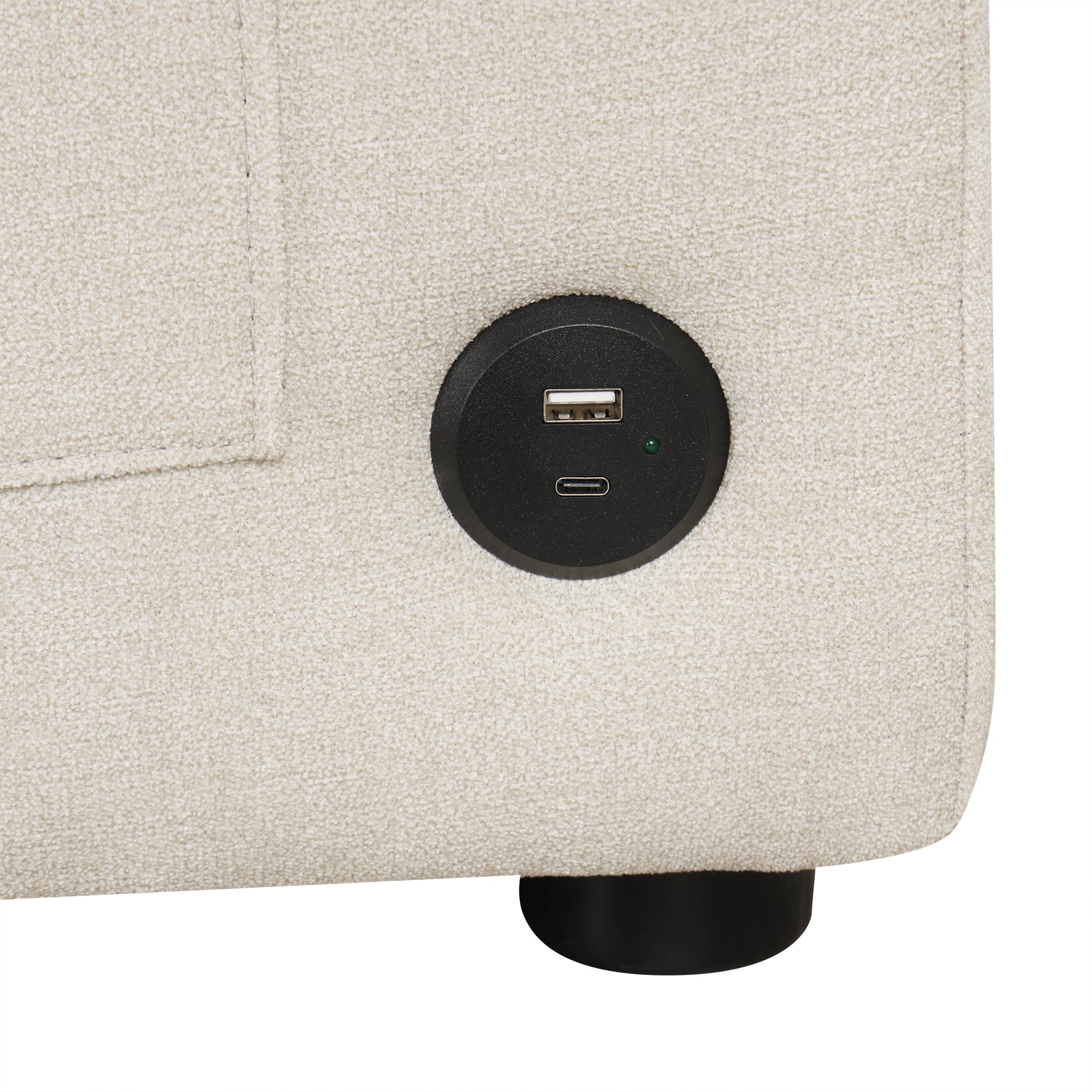 Convertible L-shaped Beige Sofa Couch with Storage, Cup Holders, USB Ports, Chenille Fabric - Grand Goldman Shop