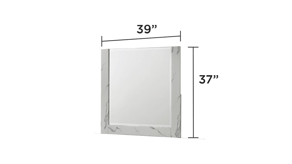 Mist Queen 4-Piece Set – Two-Tone High-Gloss Marble & Lacquer Finish with LED Lighting White - Grand Goldman Shop