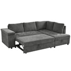 Mirod 91.5-Inch L Shaped Couch with Pull Out Bed and Storage Sectional Sleeper Sofa with Hidden Storage , Wide Armrest with storage,for Living Room, Apartment, Bedroom, Office - Grand Goldman Shop