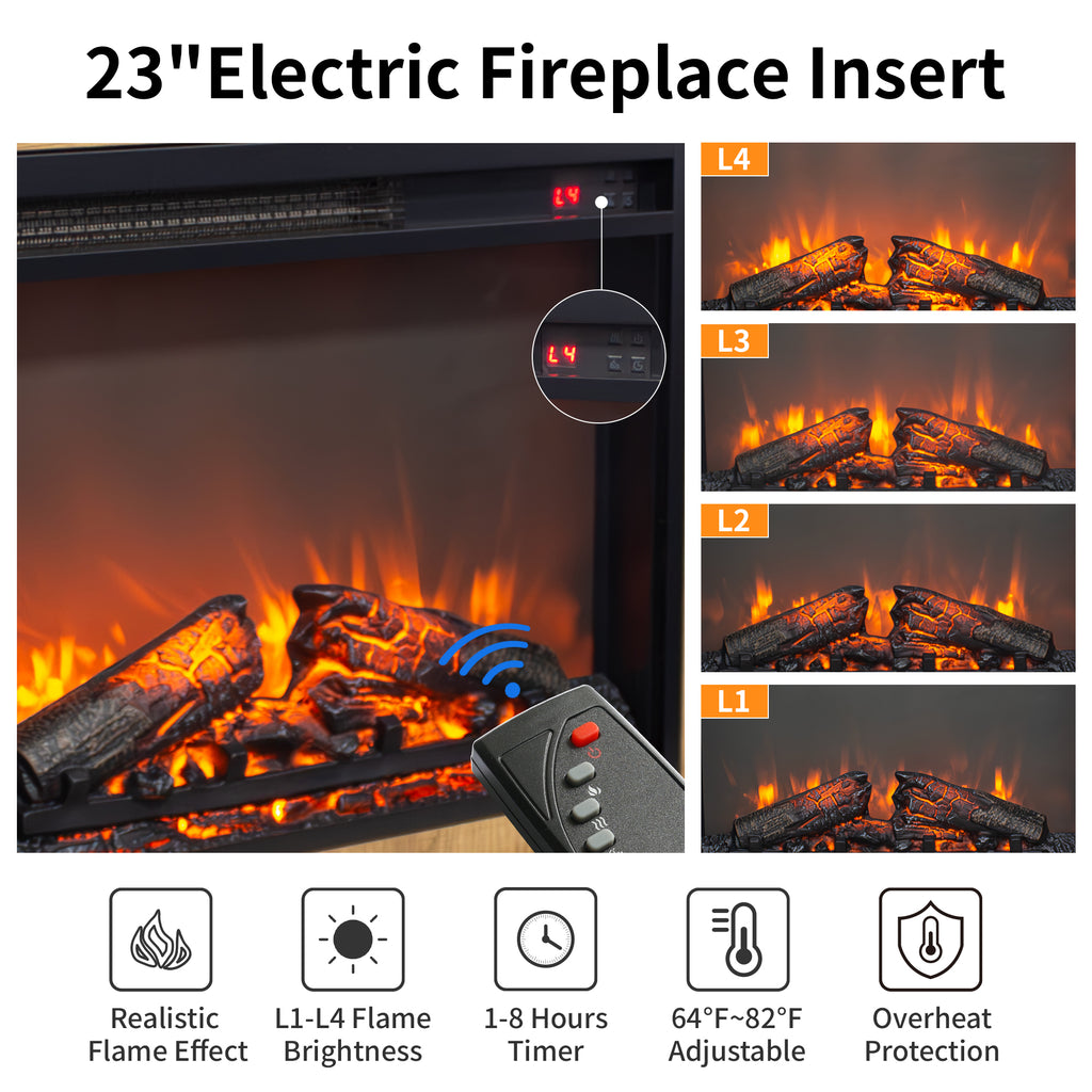 28 inch TV media entertainment center With electric fireplace - Grand Goldman Shop