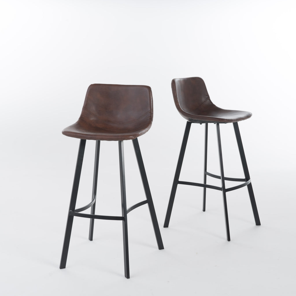 Set of 2 30' Dax Faux Leather Barstool Brown - Grand Goldman Shop