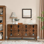 60.5' Mid Century Modern Sideboard Buffet Cabinet with Storage, TV Media Console Table, Storage Cabinet with 4 Doors & Adjustable Shelves for Kitchen Dining Living Room Entryway, Walnut - Grand Goldman Shop