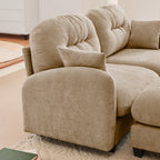 Loveseat Cloud Sectional Couches Chenille Fabric,Quilted Pleated Design, Ergonomic Design,High-Density Foam Easy Install Elegant Armrests High Quality Wooden Base,Fits Living Rooms,Camel - Grand Goldman Shop