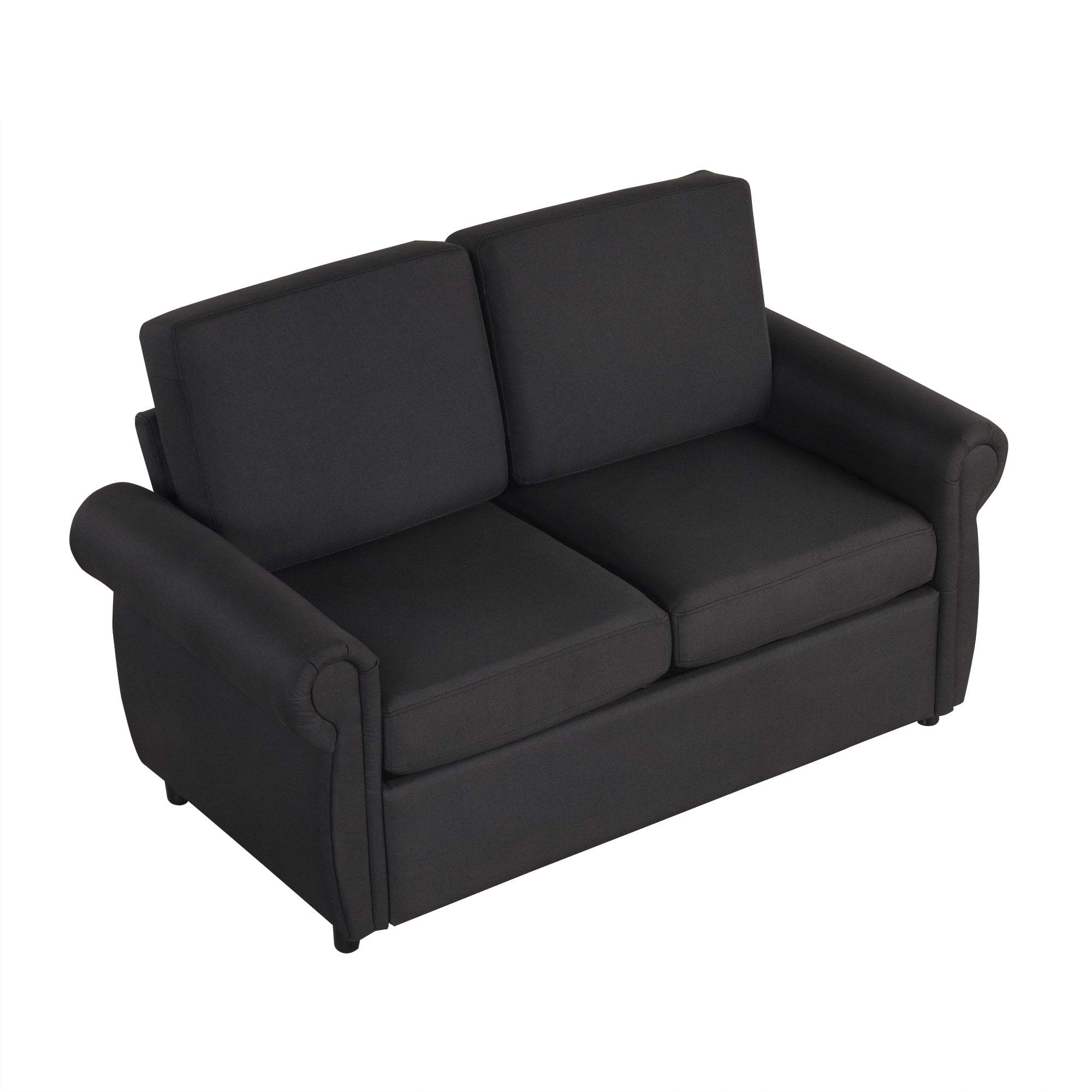 Orisfur Pull Out Sofa Bed Loveseat Sleeper with Twin Size Memory Foam Mattress & USB Ports, Black Linen - Grand Goldman Shop