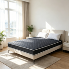 6-inch waterproof  high-density foam mattress with navy blue diamond-quilted breathable fabric. Quilting ensures both style and airflow for cool sleep.Full size(Ship randomly with black edge or white) - Grand Goldman Shop