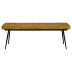 Camel and Black Tufted Cushion Side Bench with Metal Tapered Legs in Brown Upholstered Design - Grand Goldman Shop