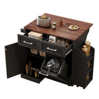 K&K 47.2' Farmhouse Kitchen Island with Drop Leaf, Kitchen Storage Island with Removable Side Racks, Two Drawers, Rolling Kitchen Cart on Wheels with Towel Rack, for Home, Kitchen, Dining Room, Black - Grand Goldman Shop