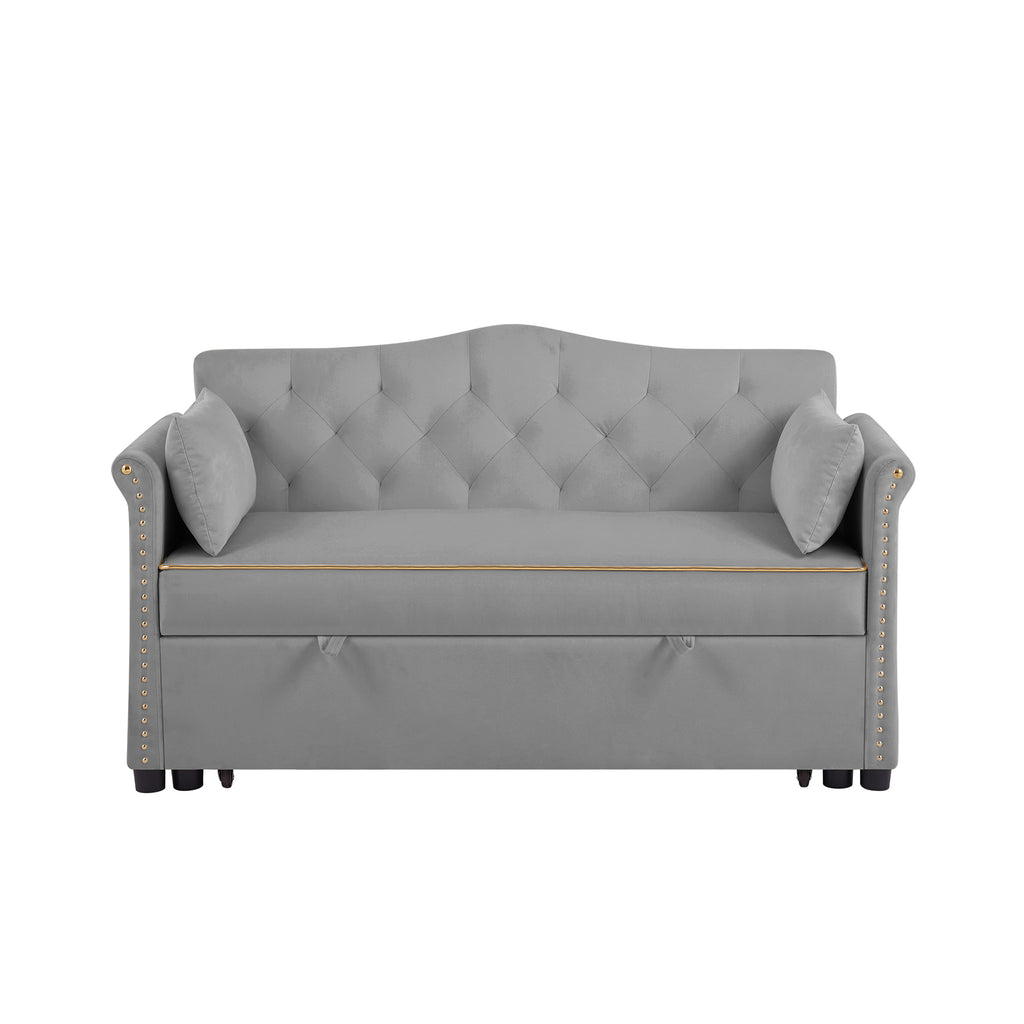 Grey Velvet Sleeper Sofa Bed - Grand Goldman Shop