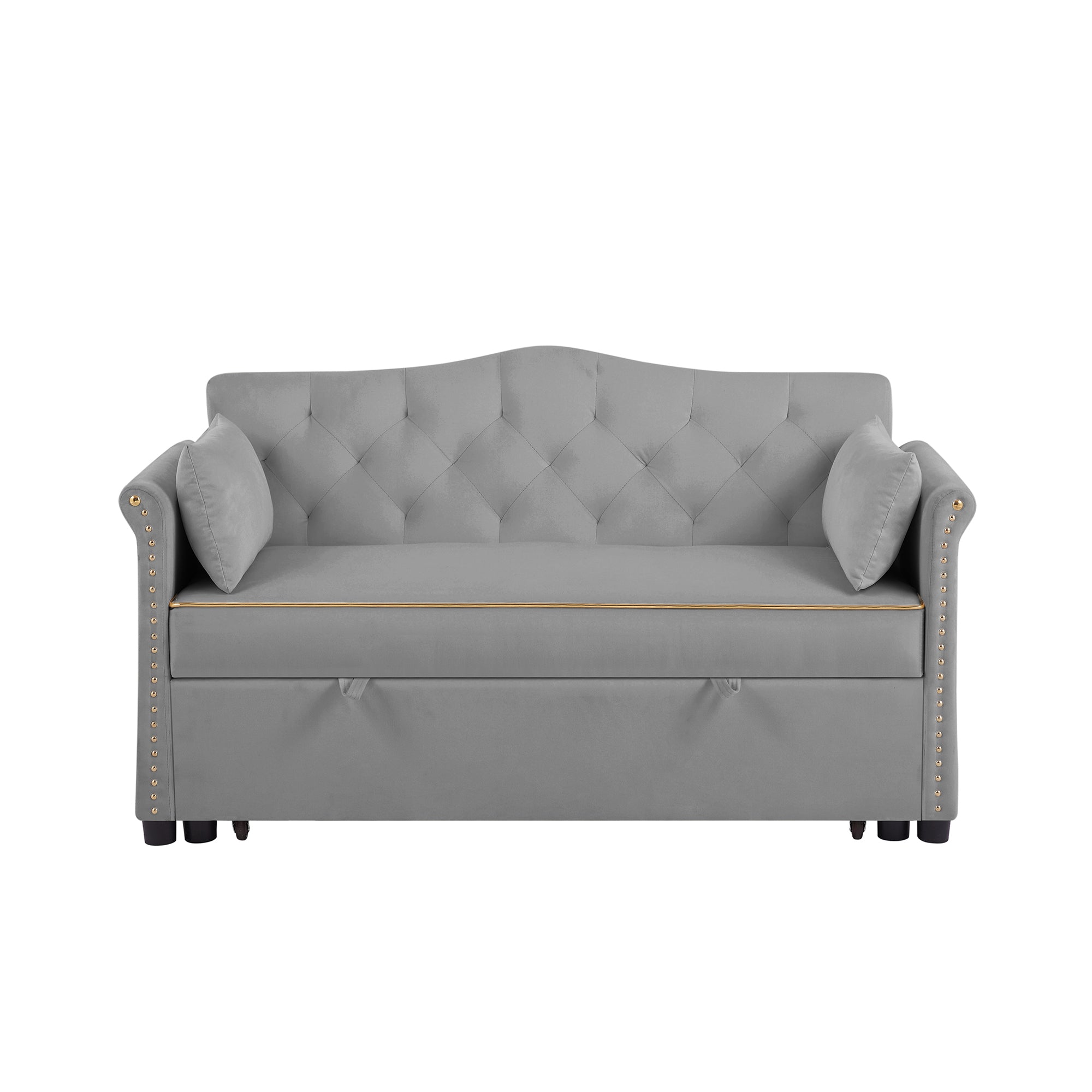 Grey Velvet Sleeper Sofa Bed - Grand Goldman Shop