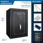 Fireproof Safe Vault 4.39 Cubic Ft Black Steel Secure Storage | Premium Home Decor - Grand Goldman