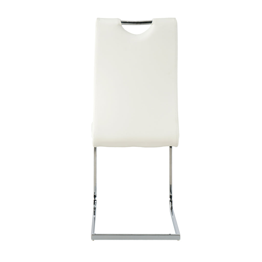 Modern Dining Chairs with Faux Leather Padded Seat Dining Living Room Chairs Upholstered Chair with Chrome Metal Legs Design for Kitchen, Living, Bedroom, Dining Room Side Chairs Set of 4 - Grand Goldman Shop