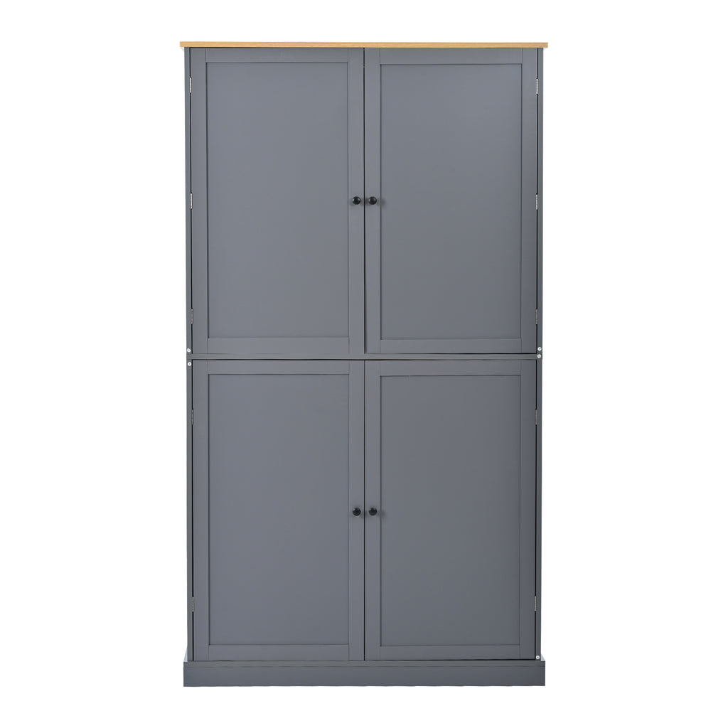 [Assembly Video Provided]TOPMAX 40.2x20x71.3inch High Freestanding Kitchen Pantry Large Cupboard Storage Cabinet with 2 Drawers, 2 Adjustable Shelves, 8 Door Shelves for Kitchen, Dining Room,Gray - Grand Goldman Shop