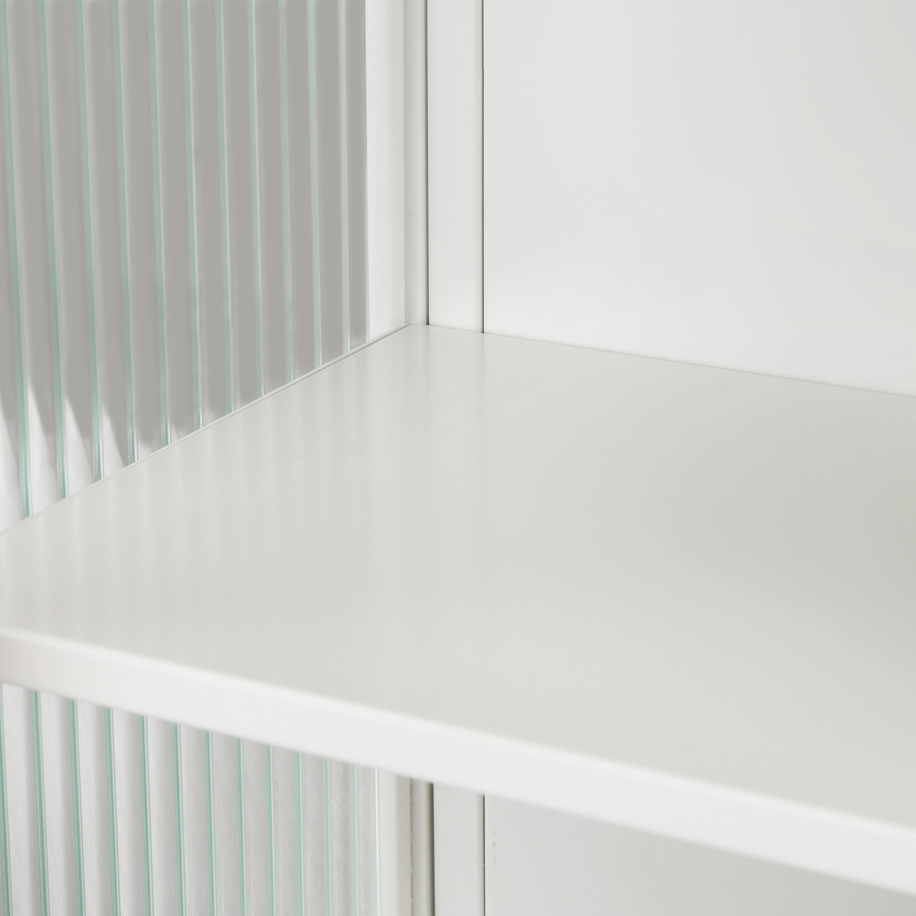 23.62'Glass Doors Modern Two-door Wall Cabinet with Featuring Two-tier Enclosed Storage, an Open Shelf, and Towel Rack, for Entryway Living Room Bathroom Dining Room - Grand Goldman Shop