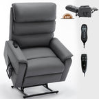 Grey Cat-proof Leather Dual Motor Infinite Position Up to 350 LBS Power Lift Recliner Chair with Power-Remote, Heat Massage and Heavy Duty Motion Mechanism - Grand Goldman Shop