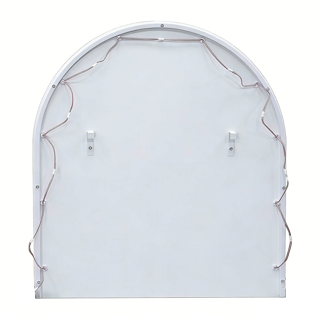 Floating Makeup Vanity Desk with Mirror & 3-Color Lights, Wall Dressing Table with Power Outlet, Compact vanity, Large Storage, White - Grand Goldman Shop