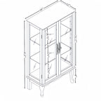 2 Doors Curio Cabinet with Tempered Glass Doors, Curio Cabinets with Mirrored Back Panel and Adjustable Shelves, Lighted Display Cabinet for Home, Office Light Bulb Included Oak - Grand Goldman Shop