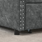 Mid-Century Grey Upholstered Tufted Daybed with Drawers and Copper Nail Trim, Queen Size (84.5'x63.5'x26.5') - Grand Goldman Shop