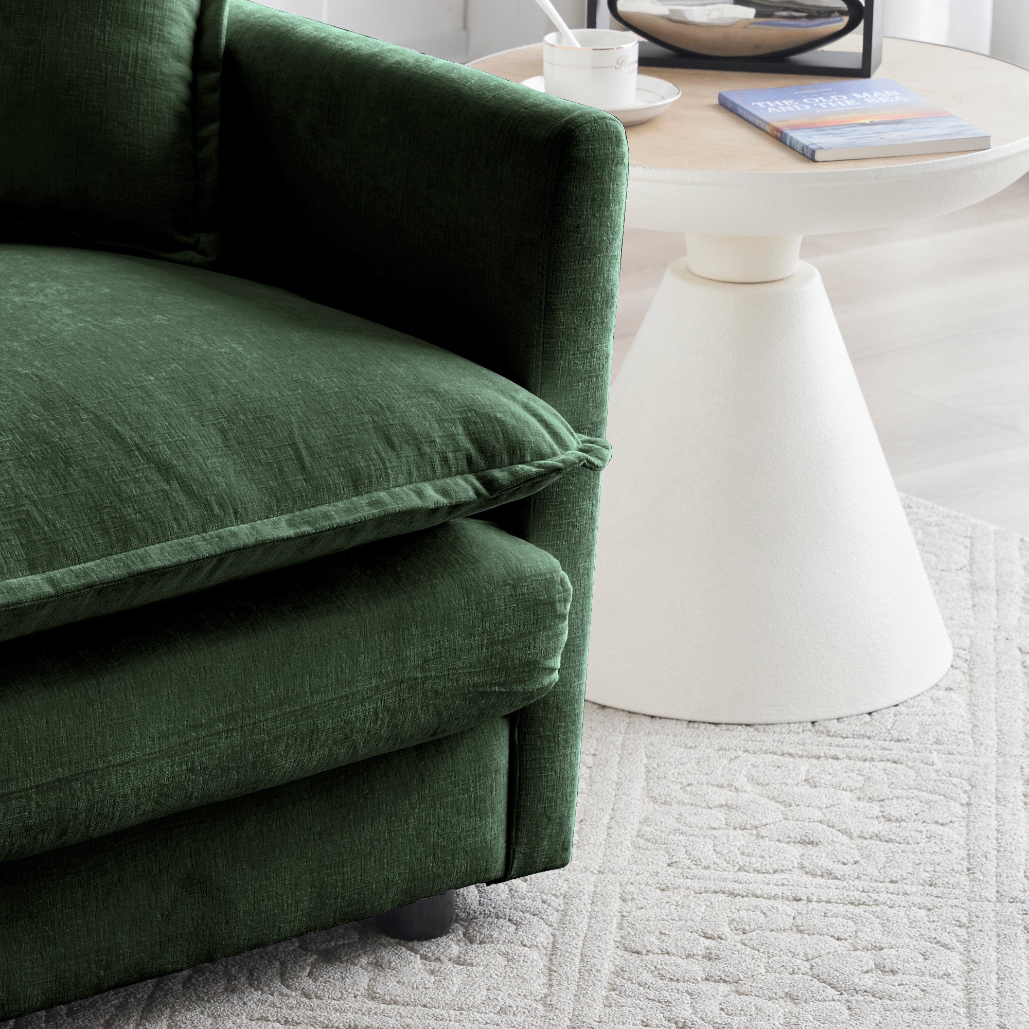 Chenille Fabric Ottomans Footrest to Combine with 2 Seater Sofa, 3 Seater Sofa and 4 Seater Sofa, Green Chenille - Grand Goldman Shop
