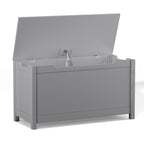 Kids Wooden Toy Box Storage with Safety Hinged Lid for Ages 2+ (Gray) - Grand Goldman