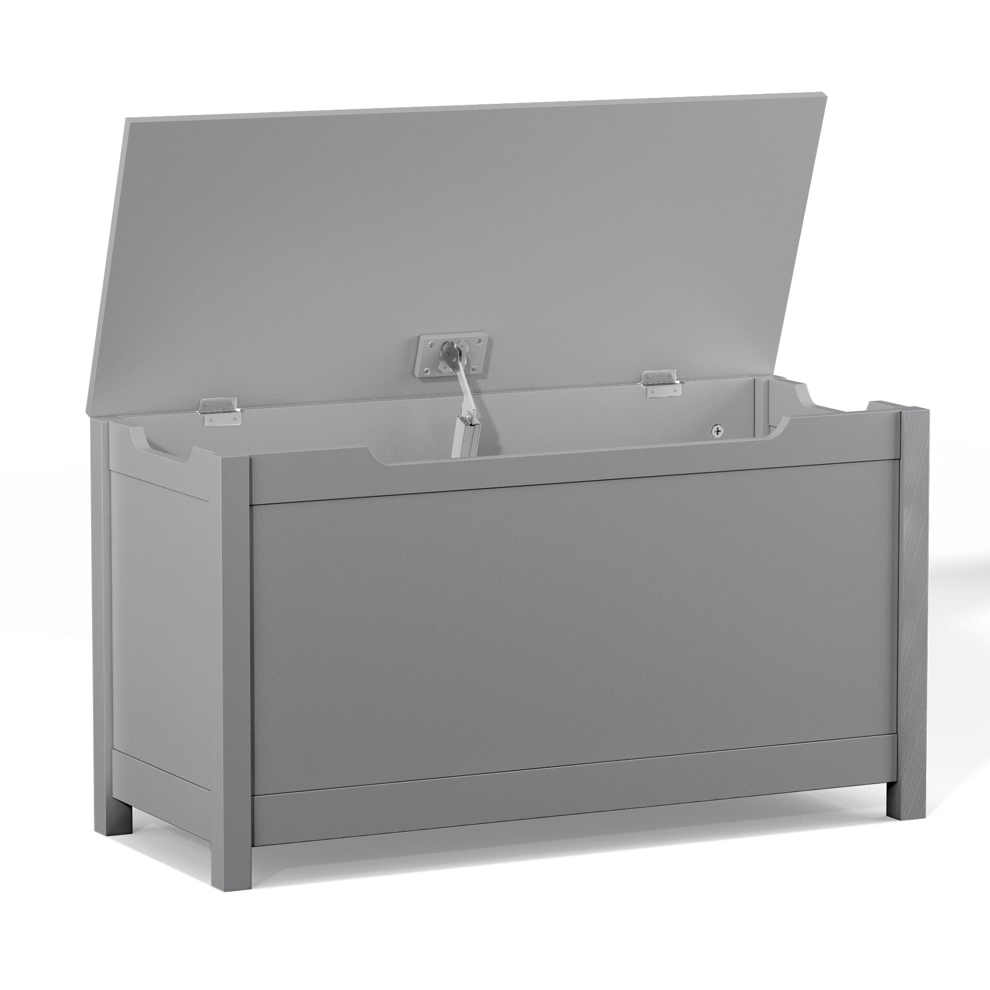 Kids Wooden Toy Box Storage with Safety Hinged Lid for Ages 2+ (Gray) - Grand Goldman
