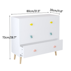 Kids 3 Drawer Dresser, White Nursery Storage Cabinet with Anti-Tip Safety Feature, Solid Wood and MDF Construction, Compact D