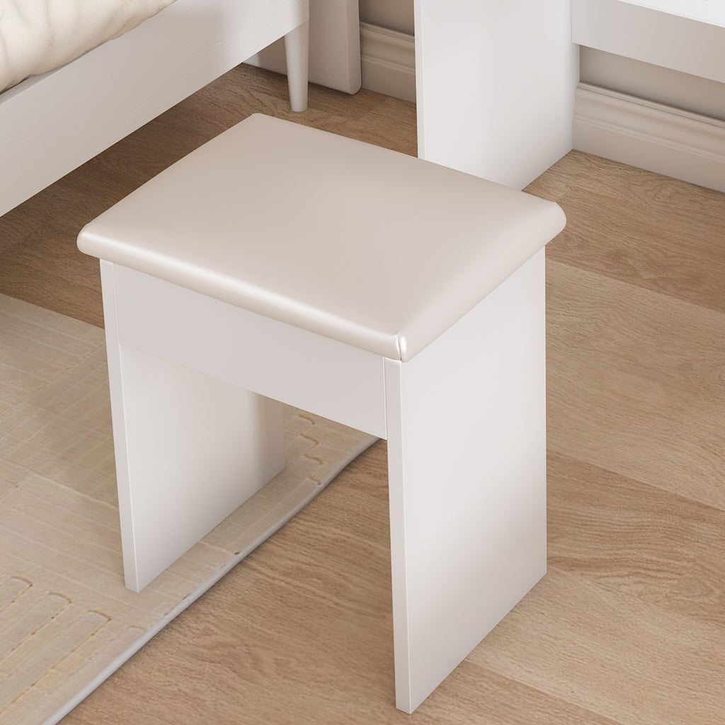 Modern Mini Dressing Table with LED-lit Mirror & Hidden Storage, Adjustable Brightness Vanity Desk, White - Grand Goldman Shop
