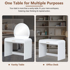 39' Makeup Vanity Table with Mirror Touch Screen Lighted Mirror, Dressing Table with Drawer for Bedroom, White - Grand Goldman Shop