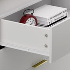 Nightstand with Charging Station and LED Lights,Night Stand with Sliding Top for Bedroom,Bedside Table with Drawers,Modern End Side Table,White.28.8''W x 17''D x 30.5''H. - Grand Goldman Shop