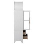 K&K 71' Tall Arched Kitchen Pantry Cabinet with 2 Large Drawers, Modern Farmhouse Kitchen Storage Cabinets with Adjustable Shelves, Glass Door, Wood Versatile Cupboard for Kitchens, Dining Room, White - Grand Goldman Shop