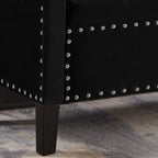 Upholstered Tufted Button Storage Bench with nails trim,Entryway Living Room Soft Padded Seat with Armrest,Bed Bench-Black - Grand Goldman Shop