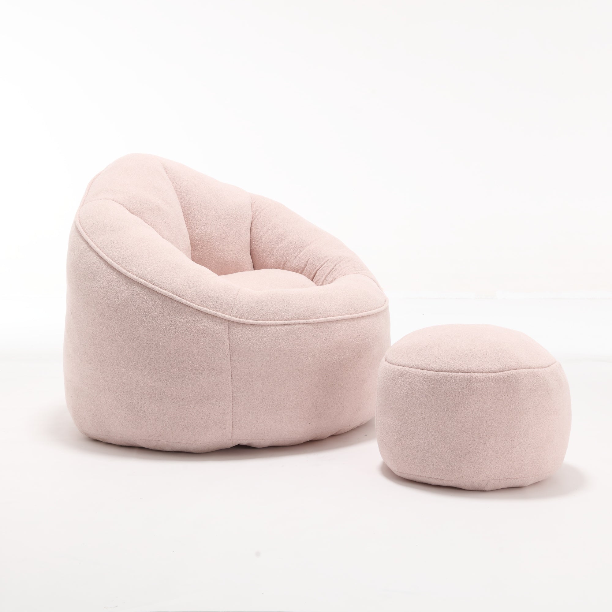 Bedding Bean Bag Sofa Chair with High-Pressure Foam and Footrest, Pink Microfiber - Grand Goldman Shop
