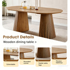 Wooden Dining Table, Flexible and Extendable, Multi-functional and Space-saving, Fashionable Oval Design and Slatted Table Legs, Tea Table or Office Desk, Beautiful and Practical - Grand Goldman Shop