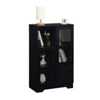 Modern MDF Painted Cabinet with Glass Doors and Drawer, Black, Bedroom or Living Room Storage - Grand Goldman Shop