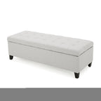 Upholstered Storage Ottoman Bench, Entryway Bench, End of Bed Bench, Ottoman Foot Rest for Bedroom, Light Grey, 300lbs - Grand Goldman Shop