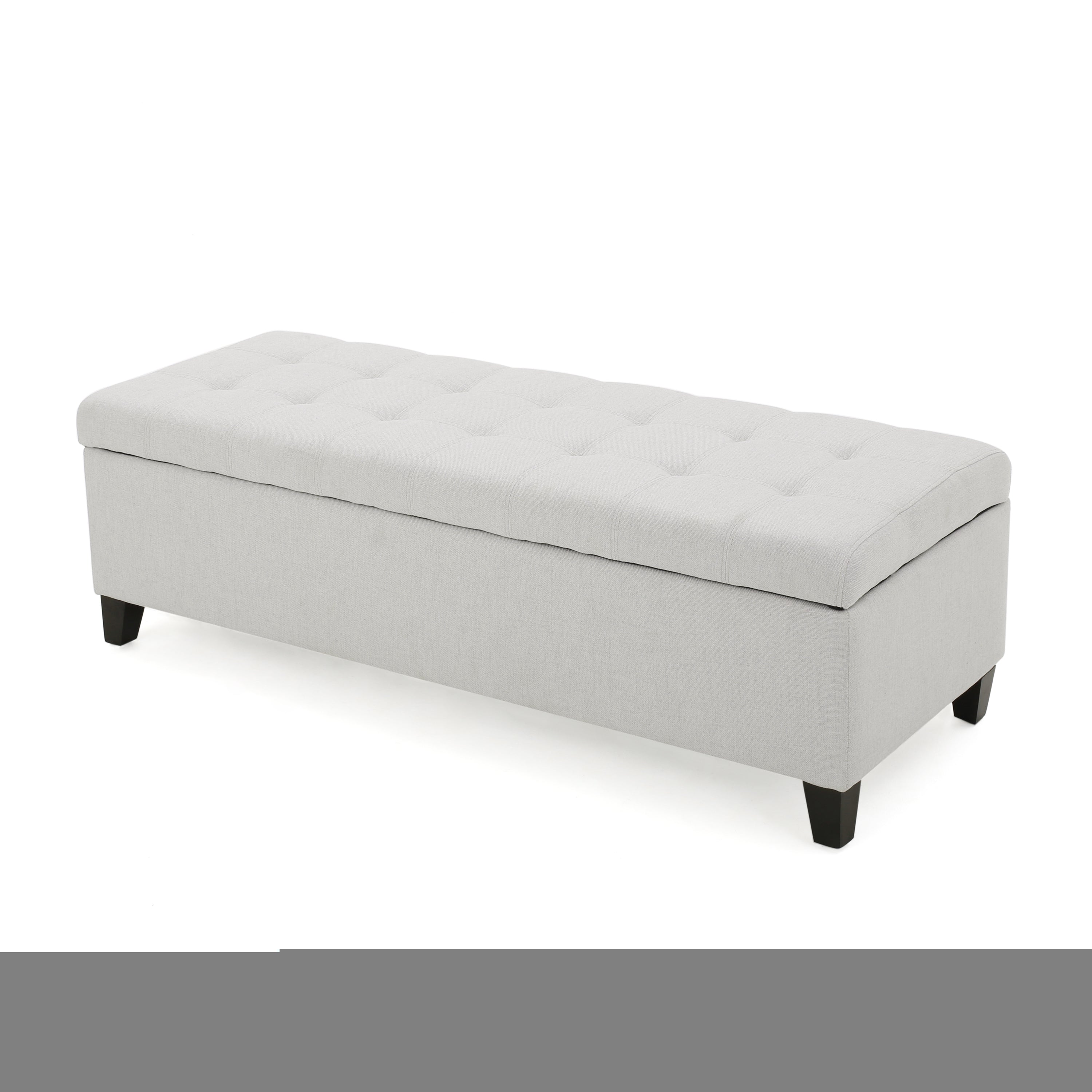 Upholstered Storage Ottoman Bench, Entryway Bench, End of Bed Bench, Ottoman Foot Rest for Bedroom, Light Grey, 300lbs - Grand Goldman Shop